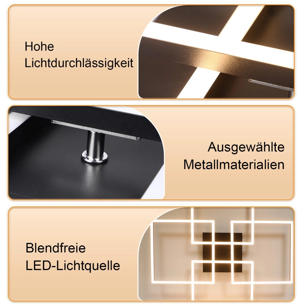 ZMH Lampada da soffitto plafoniera LED moderna 32W 3000K design rettangolare per soggiorno camera letto