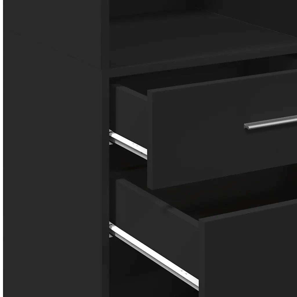 Credenza-Buffet-Armadio da cucina Nera 40x42,5x124 cm in Legno Multistrato