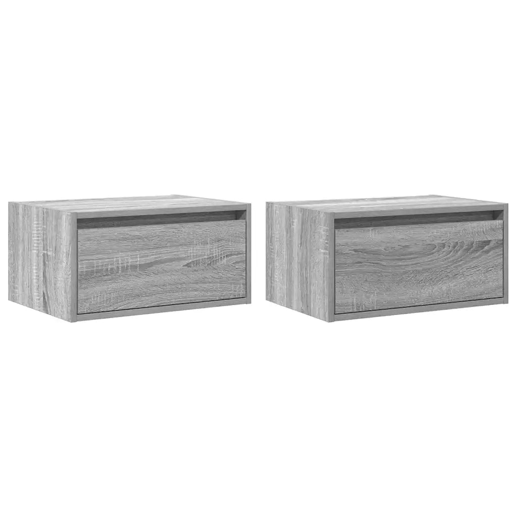 Comodini a Parete con luci LED 2 pz-Set di 2 Tavolino da notte Grigio Sonoma 239234