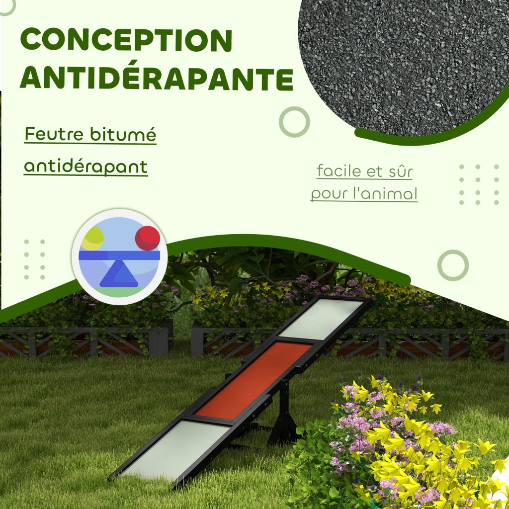 Attrezzatura Agility per Cani Altalena ¨C Xylo ¨C Legno Abete Antiscivolo Grigio Nero