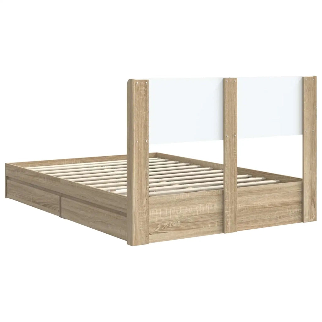Struttura del letto con stoccaggio e testata-Giroletto con contenitore Rovere Sonoma 404871