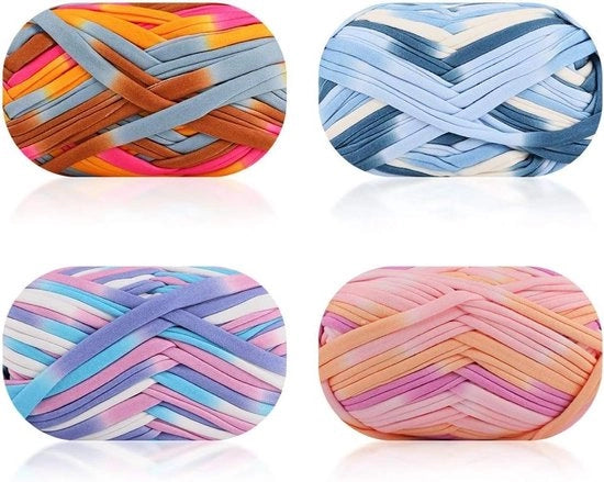 Set di 4 pezzi di tessuto per confezione a maglia, tessuto per t-shirt, tessuto per tappeto, tessuto per confezione a maglia per DIY, tessuto artigianale per borse