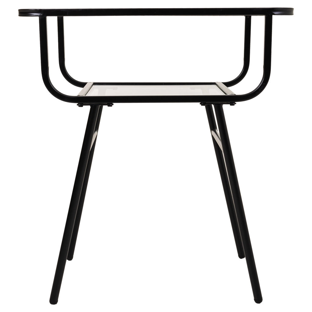 Comodino in metallo e vetro con 1 ripiano grigio 60x35x65,5