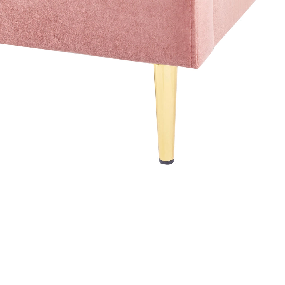 Letto in velluto rosa con struttura 180 x 200 cm gambe imbottite oro testiera stile glamour moderno