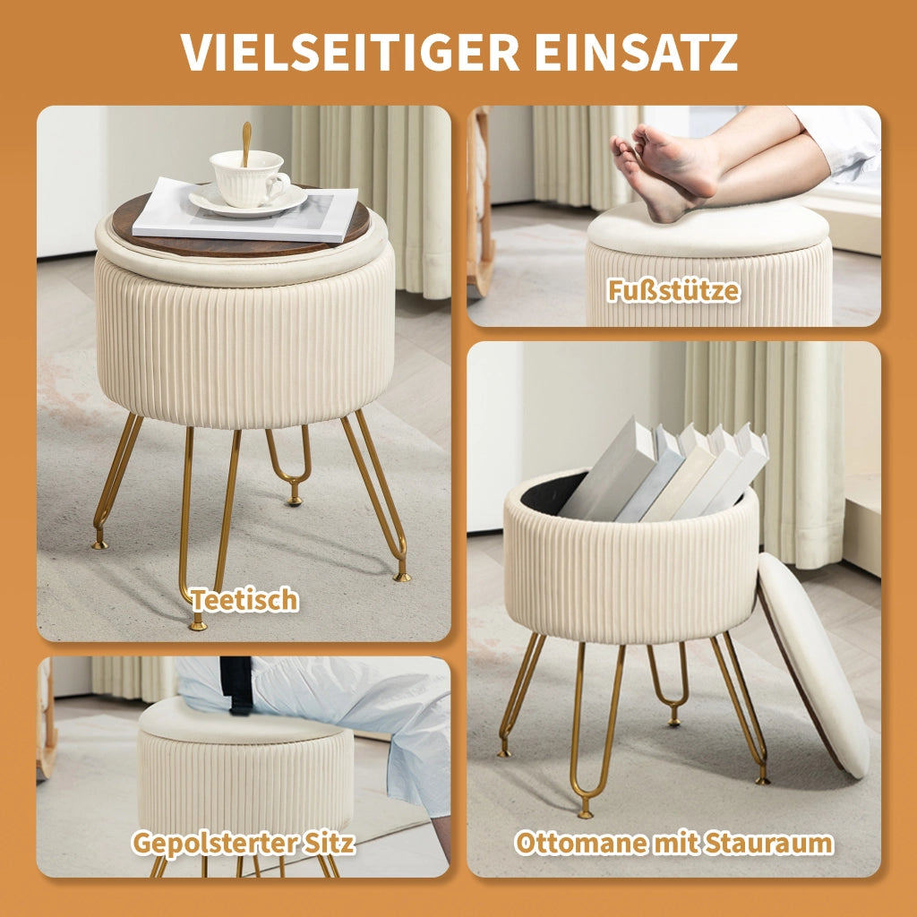 Puffo cassettiera con gambe in metallo ¨C zephmum ¨C crema 40x40x40