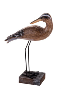 Set 2 Statuette Airone in Legno H 31 cm