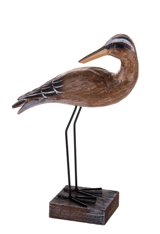 Set 2 Statuette Airone in Legno H 31 cm