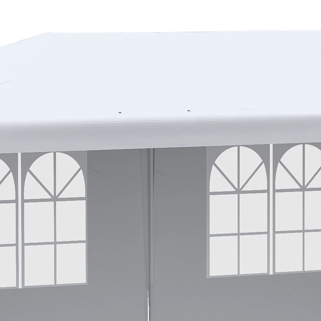 Gazebo da Giardino 6x3m con 4 Pareti e 2 Finestre ¨C Zephmum ¨C Bianco