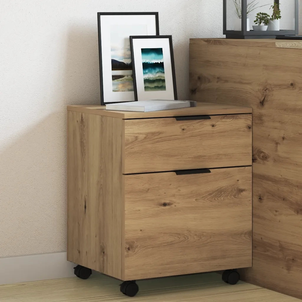 vidaXL Schedario con Ruote Rovere 45x38x54 cm Legno Multistrato