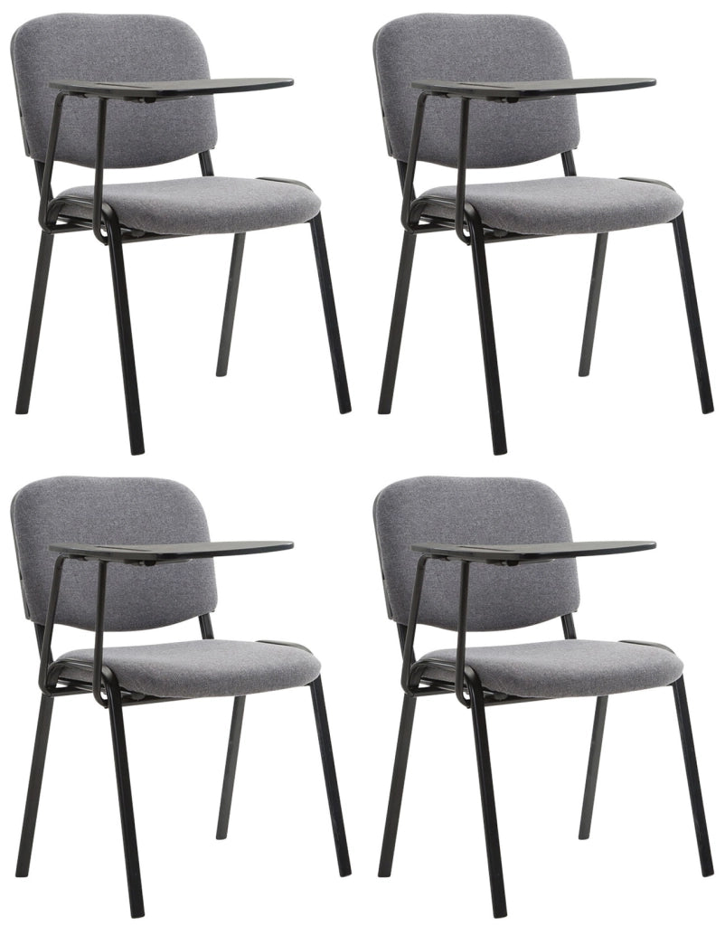Set di 4 sedie Ken in tessuto con tavolo pieghevole grigio