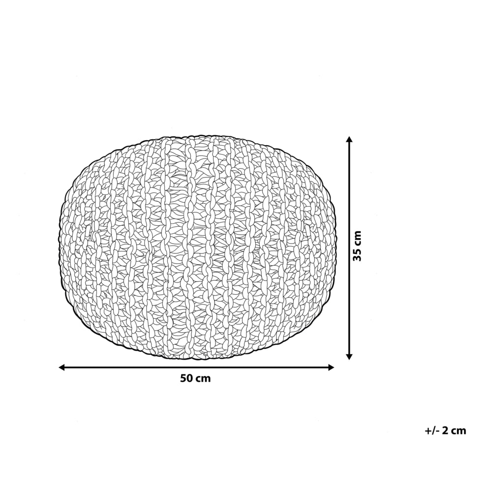 Pouf ottomana grigio in cotone lavorato a maglia perline EPS riempimento rotondo piccolo poggiapiedi 50 x 35 cm