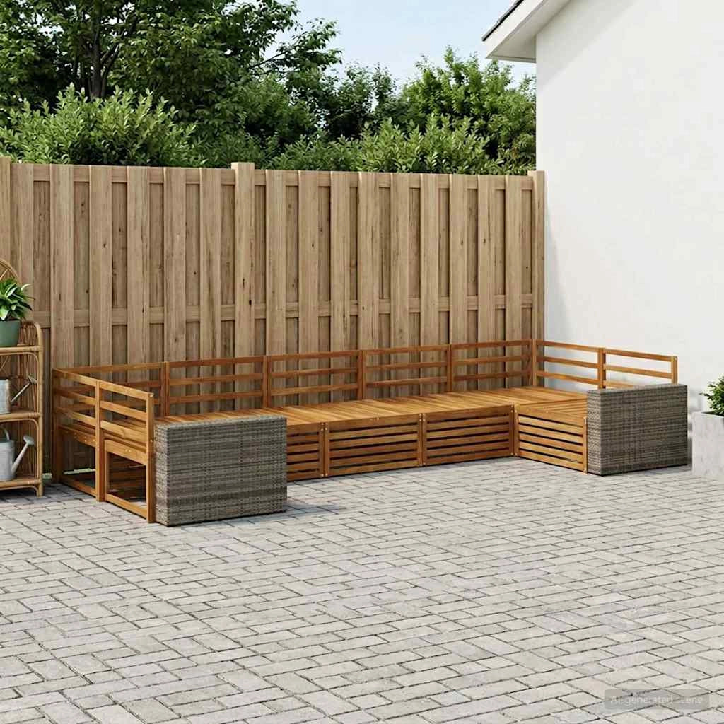 Set di divani da esterno 7 pz Naturale Legno di Acacia Massello 3383817