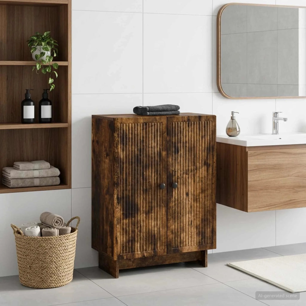 Mobiletto da Bagno EDE Rovere Fumo 59,5 x 31 x 80 cm 895960