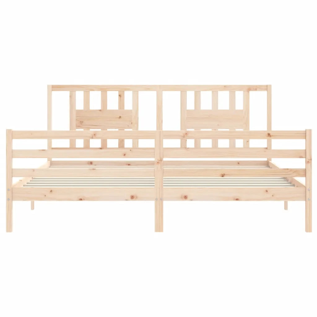 Giroletto con Testiera-Struttura Letto con testiera 200x200 cm in Legno Massello 435143