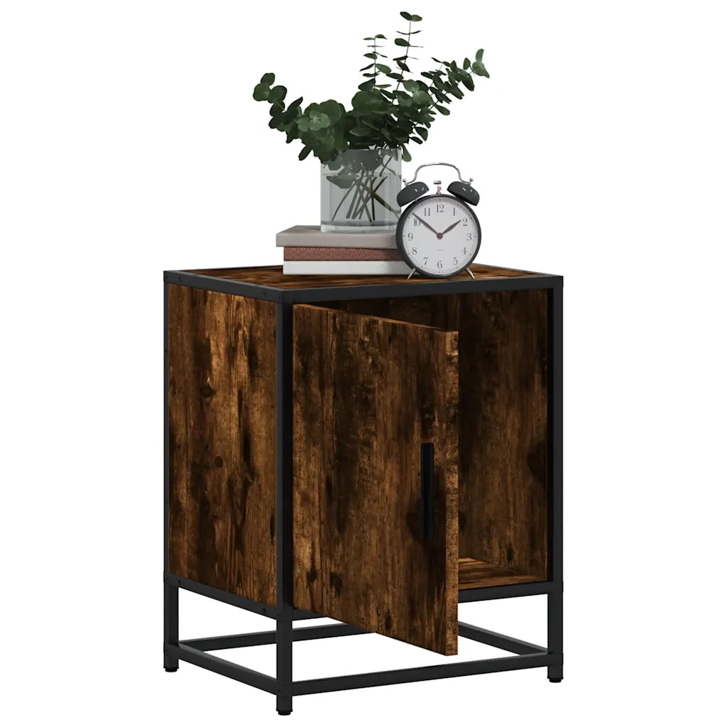 Comodini Rovere Fumo 2 pz 40x31x50 cm Legno Multistrato Metallo 848714
