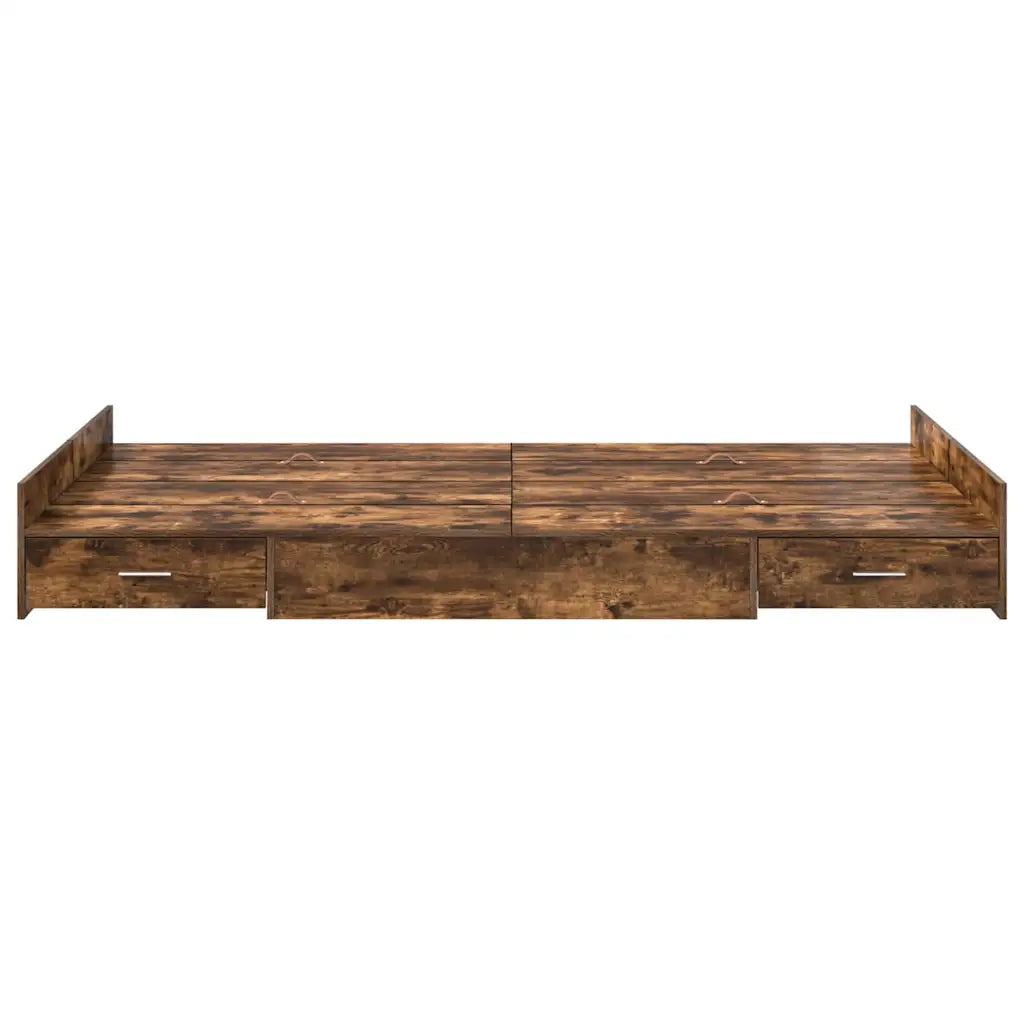 Struttura letto con contenitore-Giroletto con contenitore Rovere fum¨¦ 120 x 200 cm 617015