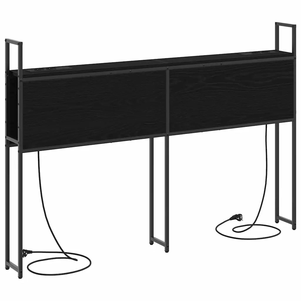 Testiera con Stazione di Carica e Storage-Testiera Multifunzionale-Testata Rovere nero 150 cm