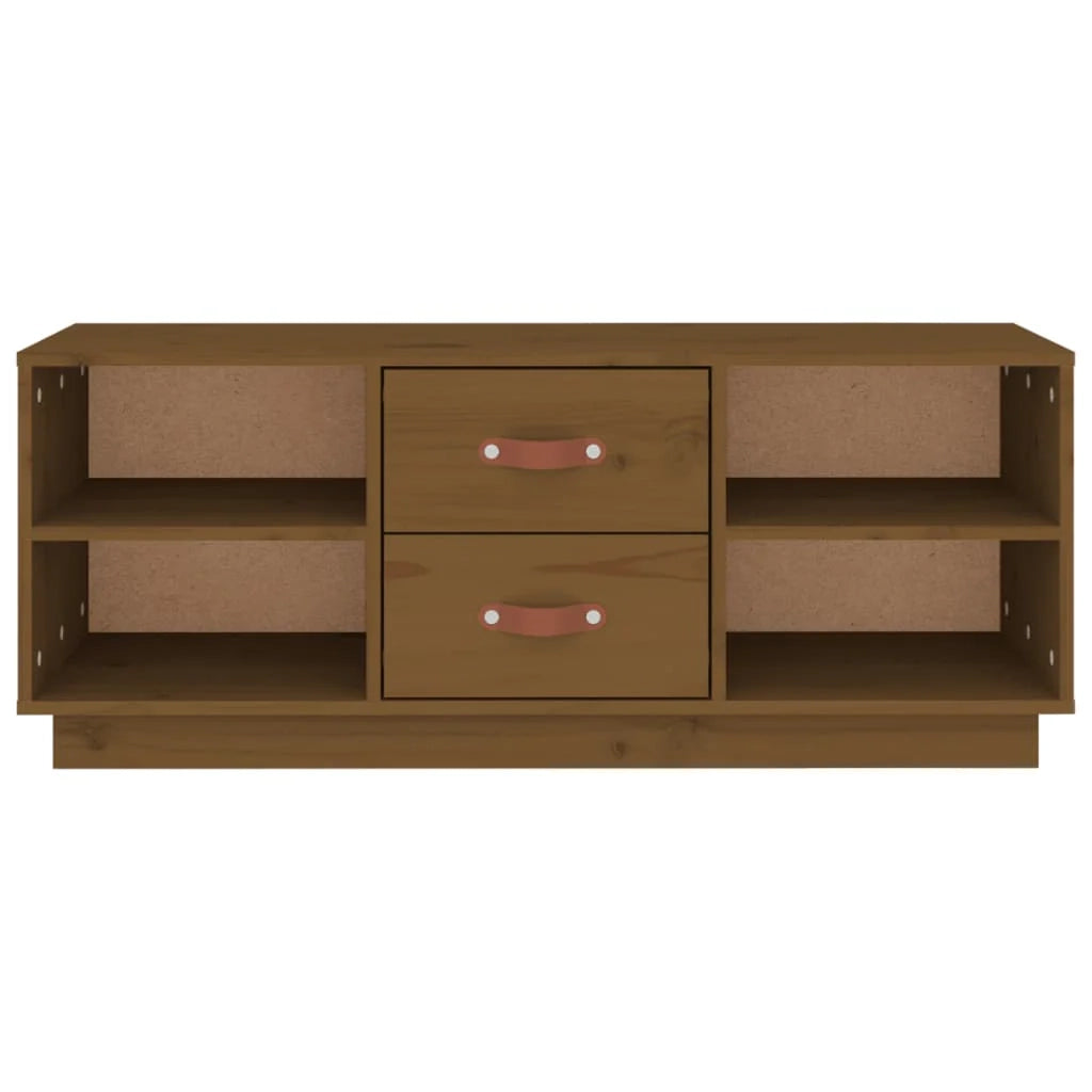 Mobile TV multimediale scaffale TV credenza TV sala da pranzo soggiorno camera da letto color miele 100 x 34 x 40 cm legno di pino massiccio marrone 02_0027690