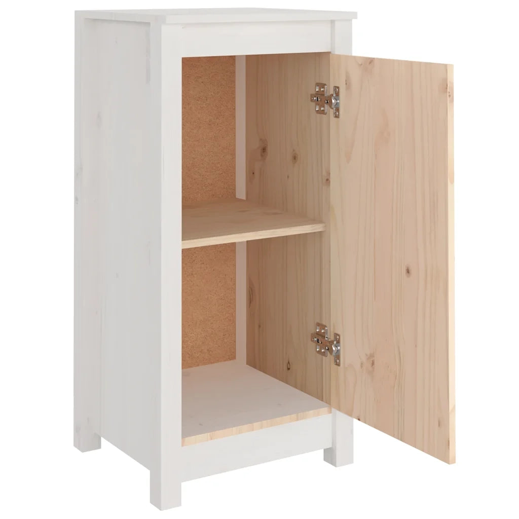Credenza Bianca 39x35x80 cm in Legno Massello di Pino 813726