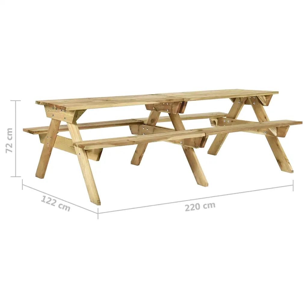 Tavolo da Picnic con Panche 220x122x72 cm in Pino Impregnato 318399
