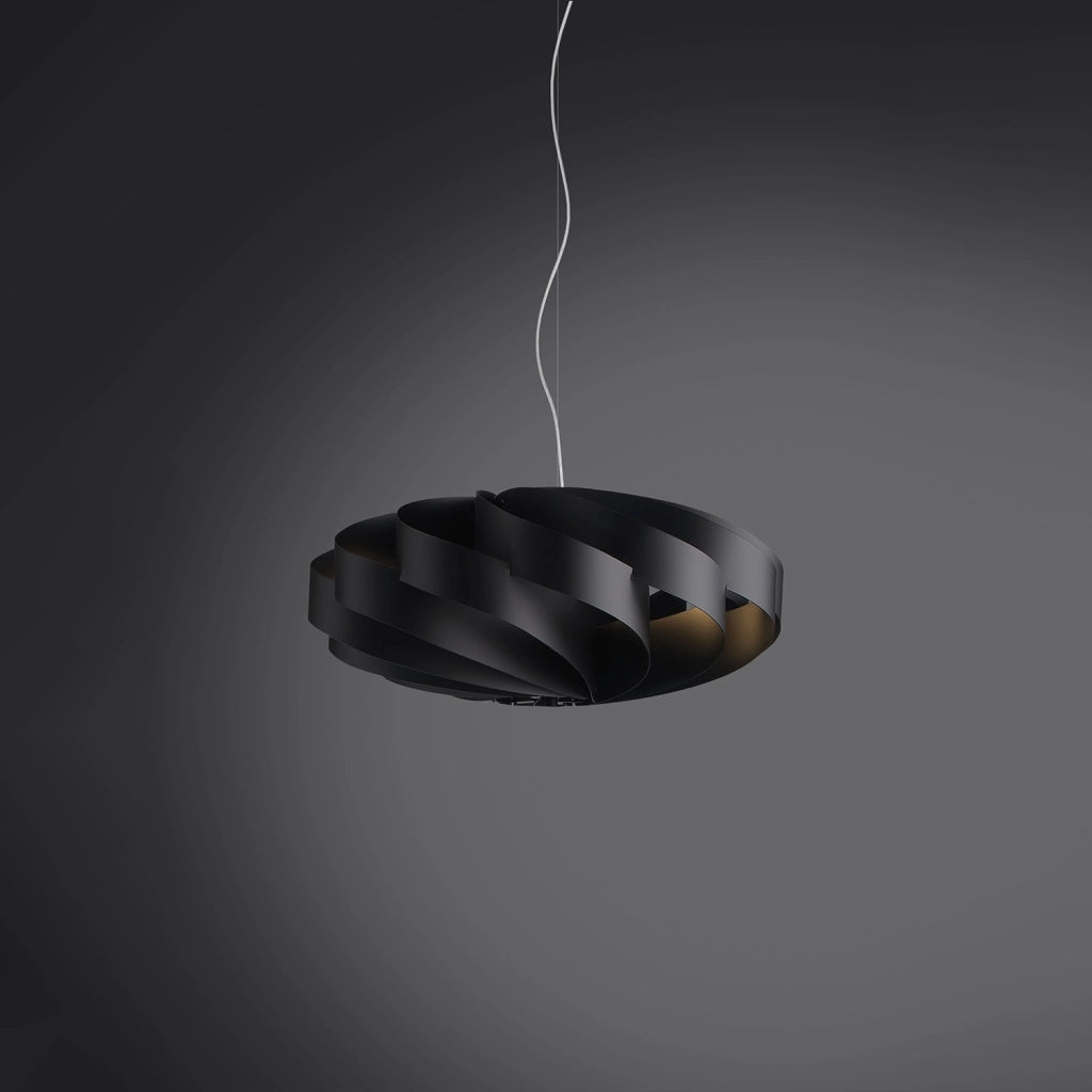 Sospensione Moderna Flat Polilux ® Nero E Metallo Cromo 1 Luce E27 D50Cm