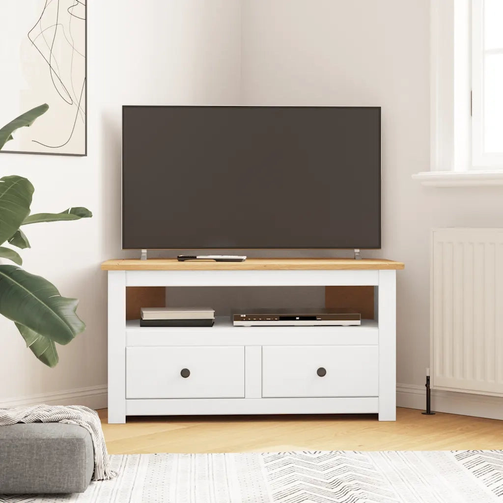 Mobile Porta TV Angolare Bianco 93x49x49cm in Pino Serie Panama