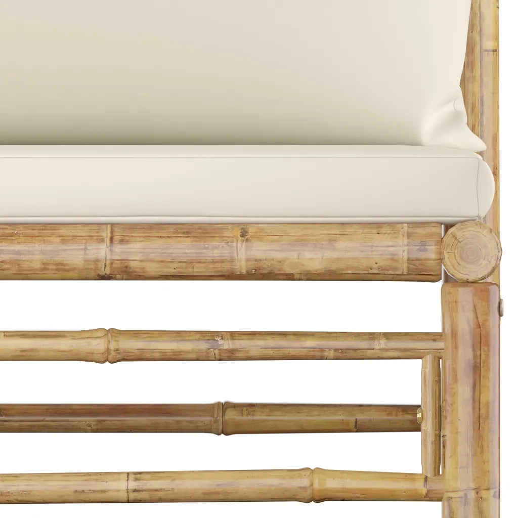 Set Divani da Giardino 7 pz con Cuscini Bianco Crema in BambÃ¹ cod mxl 44249