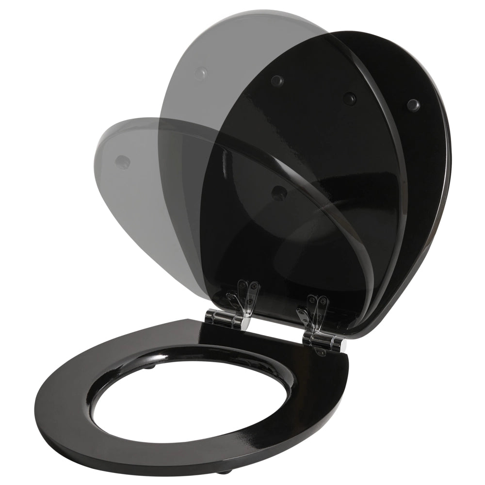 Sedile per wc in MDF nero lucido 48 x 38 cm Accessori per il bagno Stile tradizionale Wc bagno