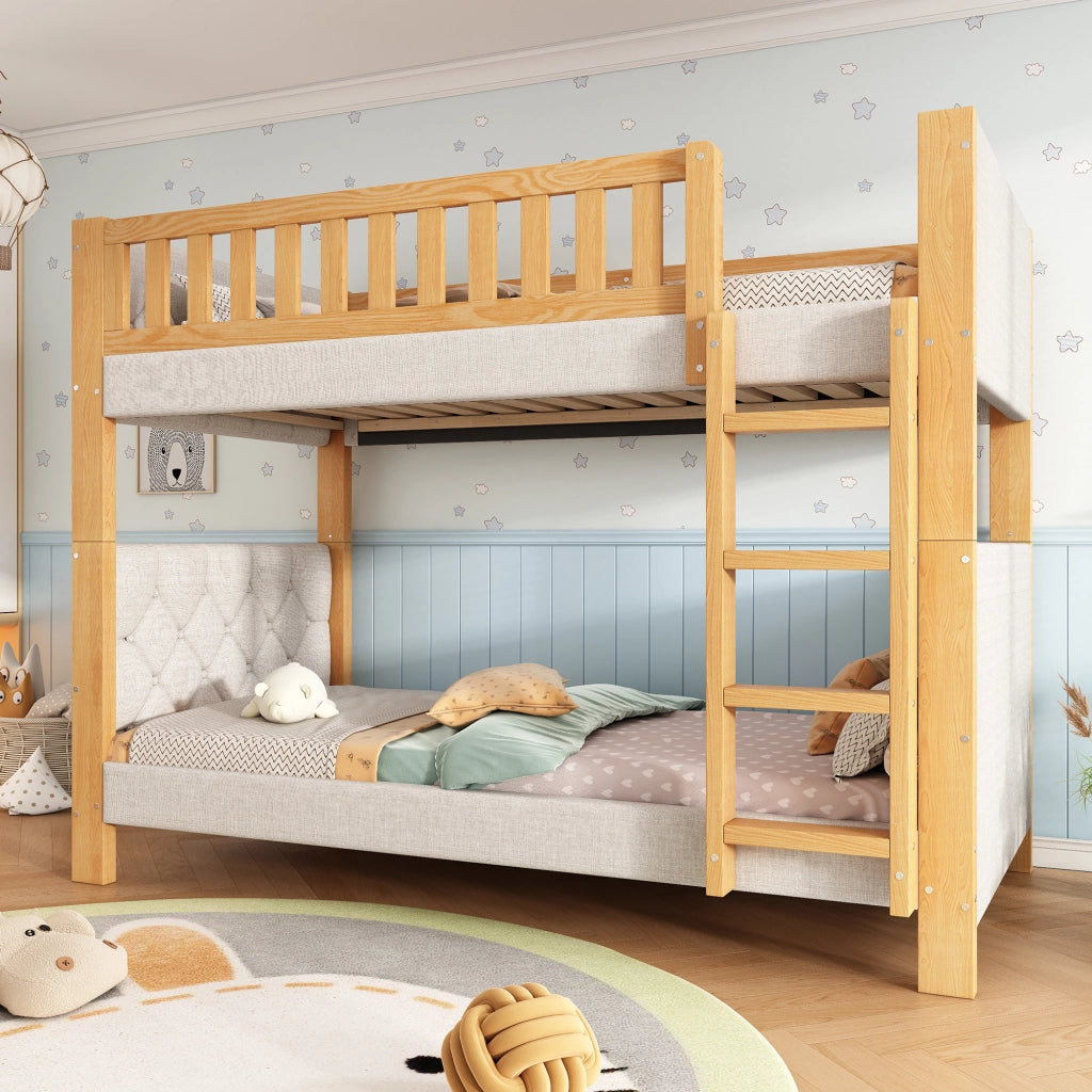 LETTO A CASTELLO 90x200 cm Grigio+Naturale in legno e MDF con scala