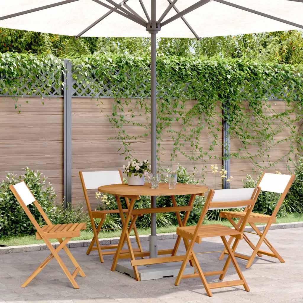 Set Pranzo da Giardino 5pz | Set Salotto da Giardino Crema in Tessuto e Legno Massello