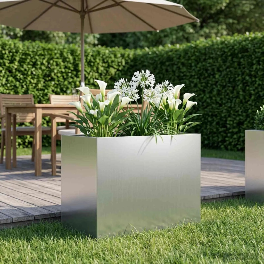 Vaso da giardino Argento 50 x 40 x 50 cm Acciaio zincato 8005662
