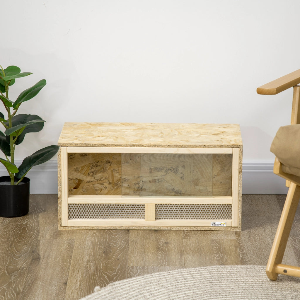 Terrario per Rettili in Legno con Porte Vetro Scorrevoli ¨C Zephmum ¨C 60x29.5x29.5cm