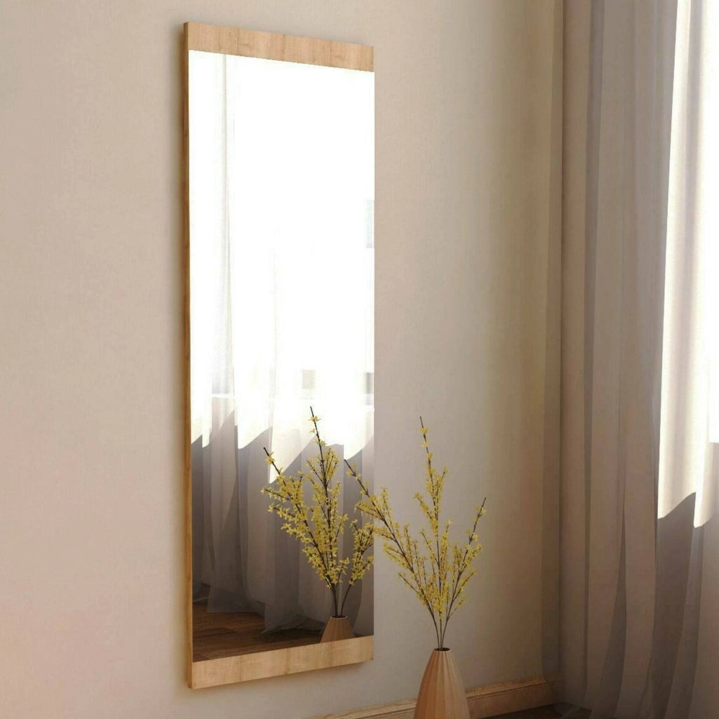 Specchio Fiammetta, Specchiera, Articolo d'arredo a muro, Decorazione con specchio, 40x2h120 cm, Rovere