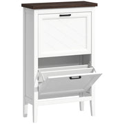 Scarpiera Country 60x26,5x96,7 cm con 2 Cassetti Ribalta in MDF Bianco