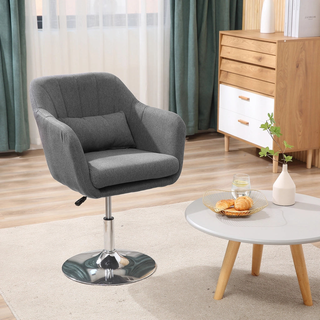 Chaise de bureau girevole e regolabile in altezza con supporto lombare e braccioli in poliestere grigio scuro