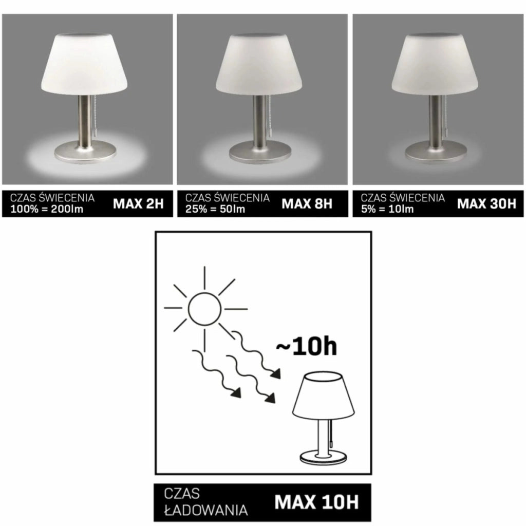 Lampada da tavolo solare LED VIOLA con sensore IP44 Polux