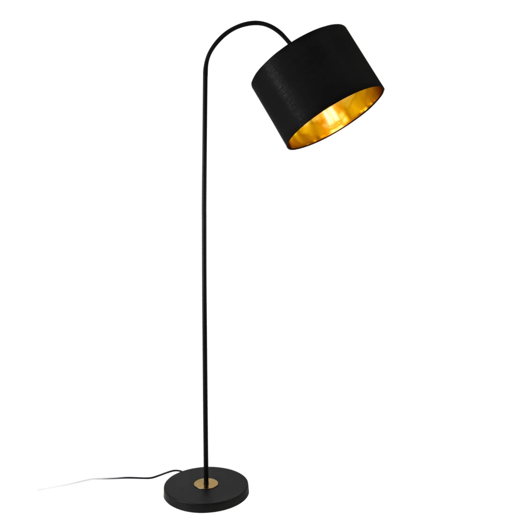 Lampada da terra con struttura in metallo e paralume in tessuto nero 173 cm 03_0002437