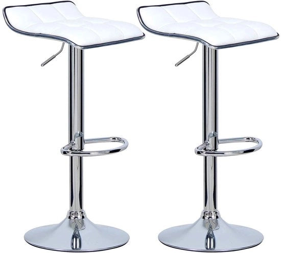 Set di 2 sedute da bar - Cucina - Bianco - Sedute da bar - Regolabile in altezza - Altezza seduta 62-84cm