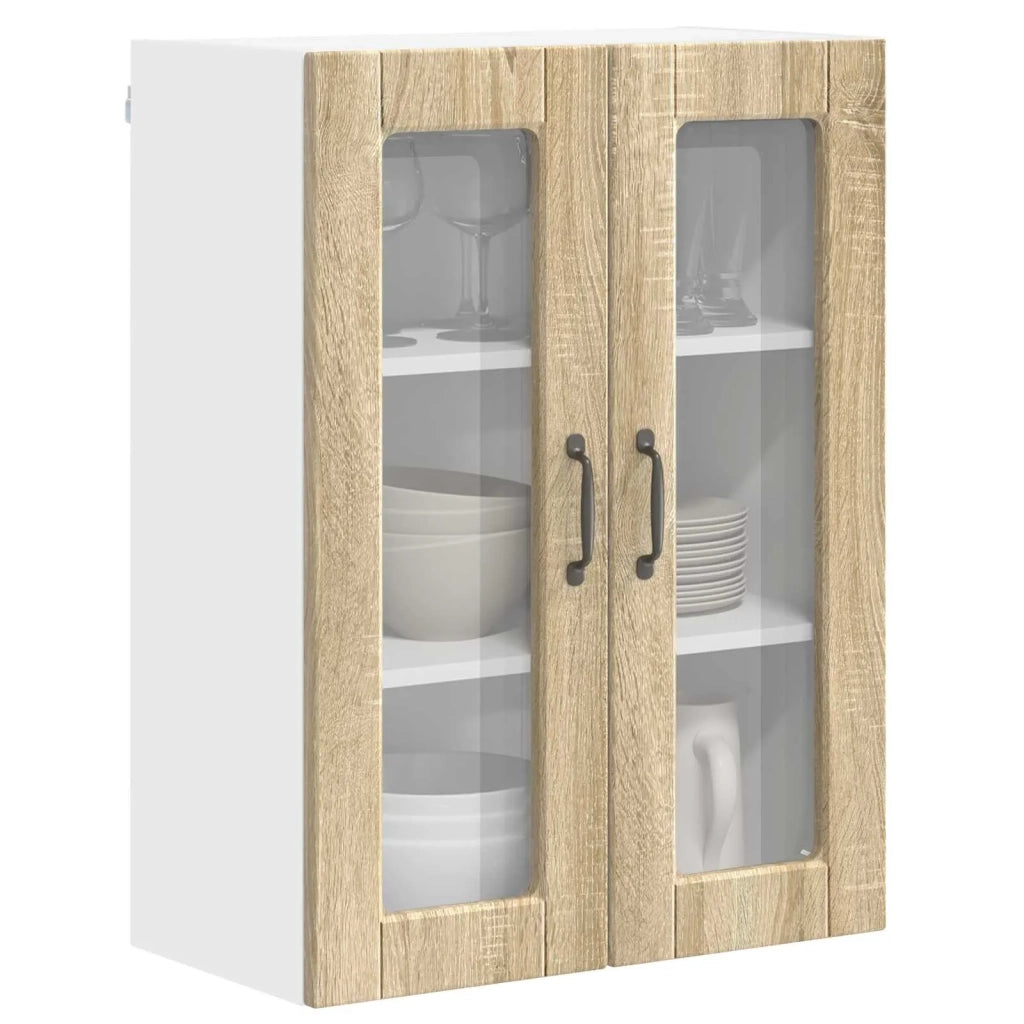 Pensile da cucina | Mobile in vetro da parete PORTO Rovere Sonoma 60 x 31 x 80 cm