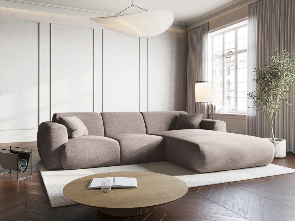Cosmopolitan Design - Divano angolare destro "Nolio" 4 posti in ciniglia beige 