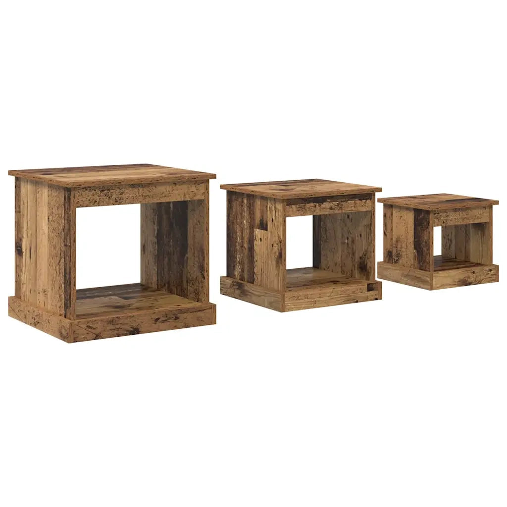 Tavolino da salotto 3 pcs Legno vecchio Legno multistrato
