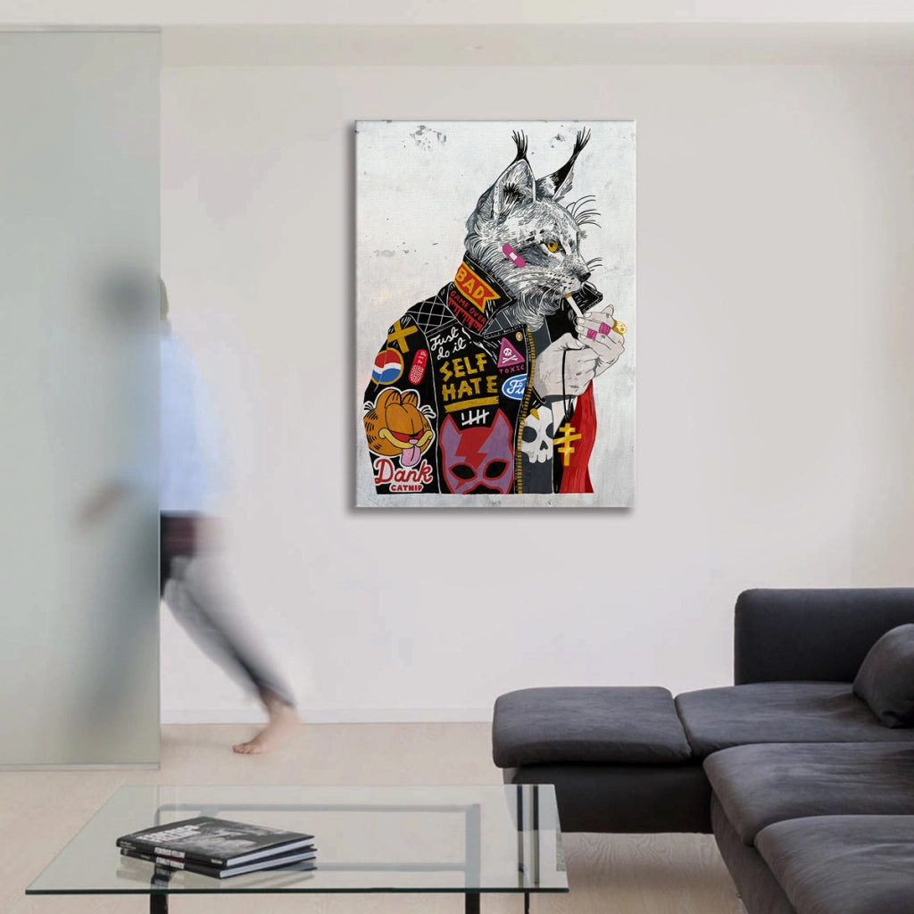 Cat Sherlock -  Quadro Canvas Contemporaneo su telaio in legno Misura: 70x100 cm