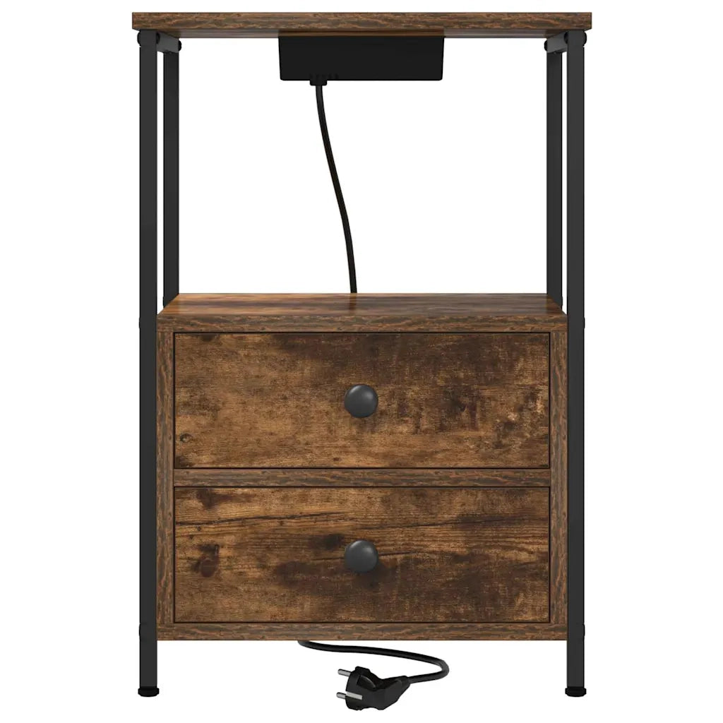 Comodino | Armadio da Notte | Mobiletto da notte Rovere fum¨¦ 40 x 31 x 60 cm Legno multistrato