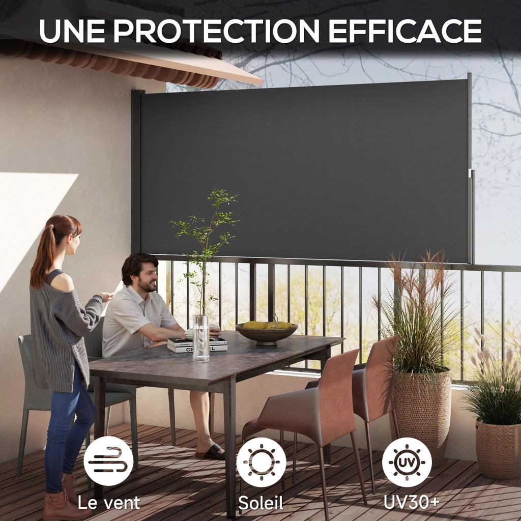 Paravento retrattile per esterno ¨C zephmum ¨C grigio scuro, alluminio, poliestere, 300x140 cm