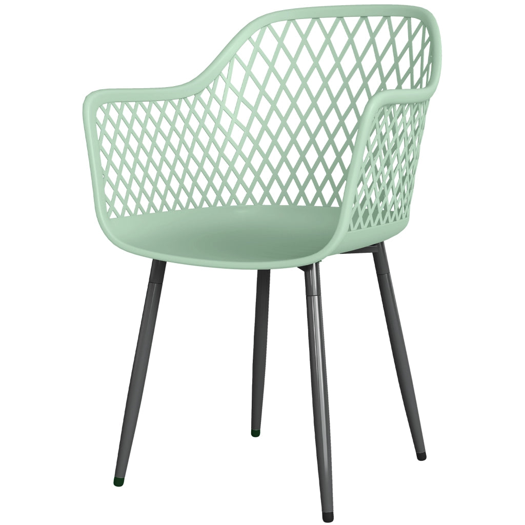 Set di 4 Sedie da Giardino, con Schienale Diamantato, Braccioli, Verde