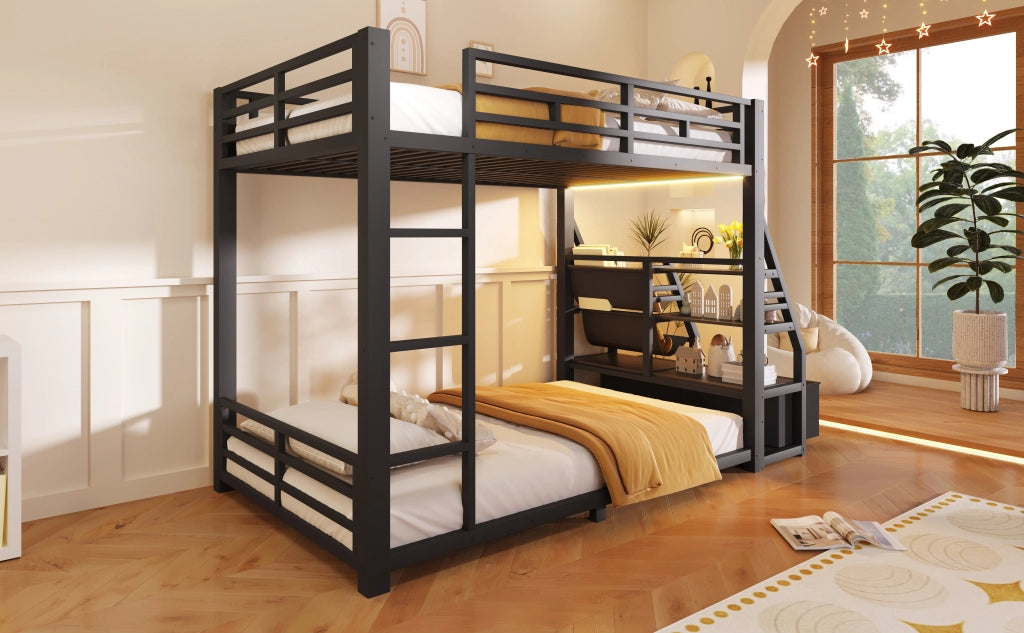 letto a castello legno e metallo nero 90 x 200 cm