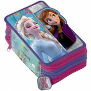 Trade Shop - Astuccio Portapenne 3 Zip Scomparti Completo Frozen Ii Accessori Scuola Bambine -
