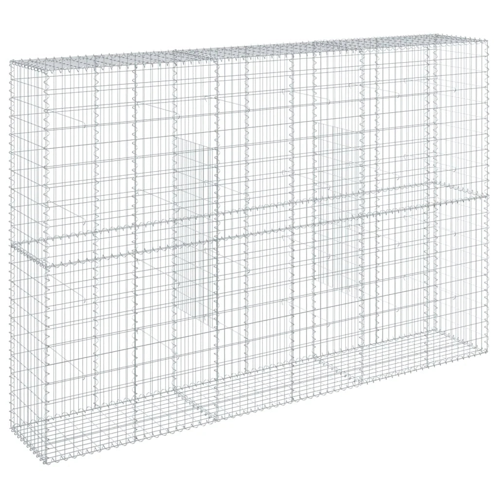Gabbione recinto a gabbia muro di contenimento con coperchio 300 x 50 x 200 cm ferro zincato argento 02_0040155