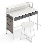 Set scrivania per computer con sgabello 110 x 50 x 95,5 cm supporto ergonomico pratico contenitore design contemporaneo in metallo bianco 20_0019576