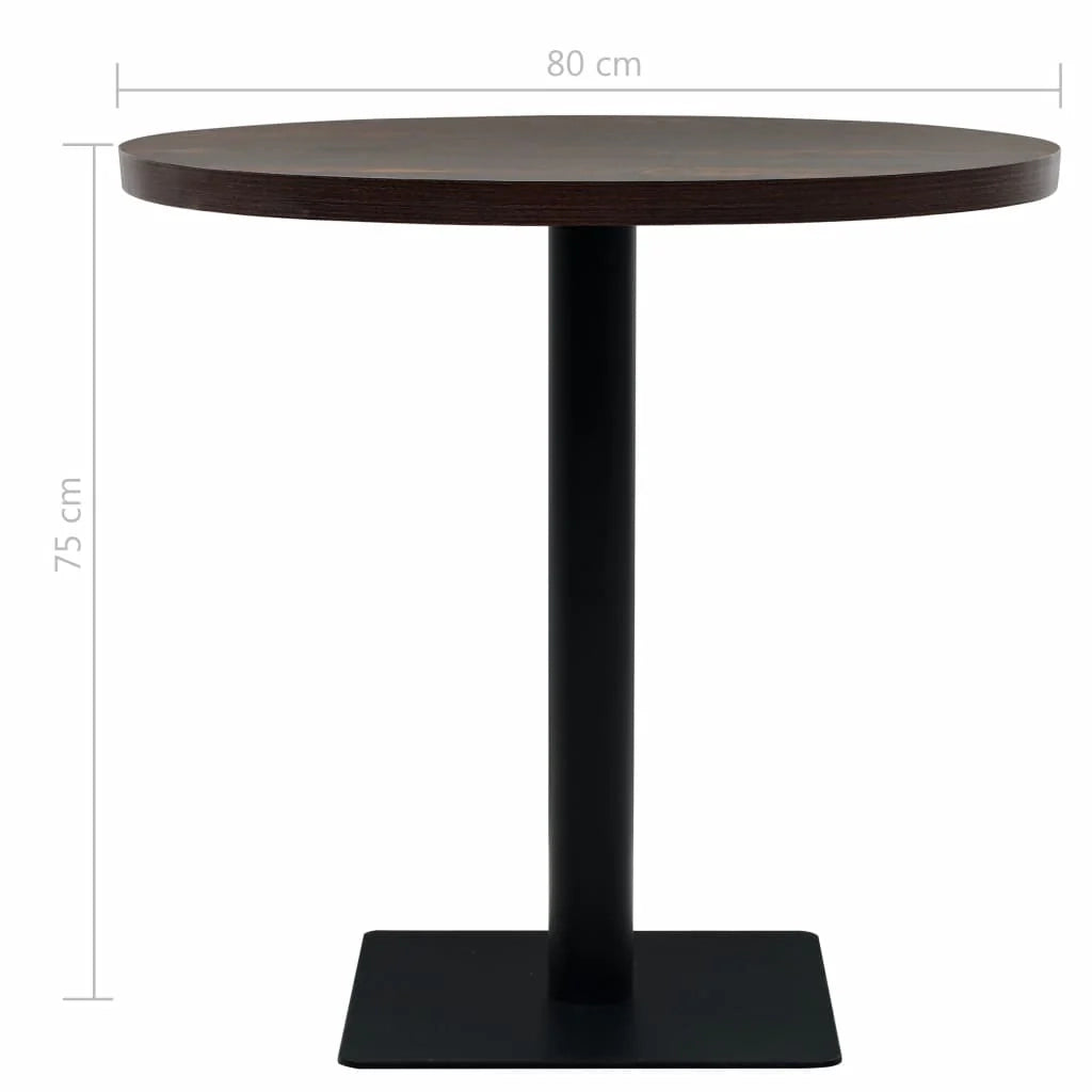 Tavolo alto stile bar/bistrot rotondo MDF e acciaio 80 cm marrone cenere scuro 0902112